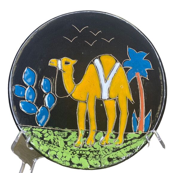 Other - MCM 60s Ruscha‎ Keramik Art Pottery Camel Plate W Germany Enameled Black Cactus